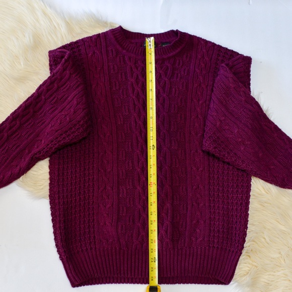 Structure Sweaters - Structure Cable Knit Wine/red Fall Sweater Size L